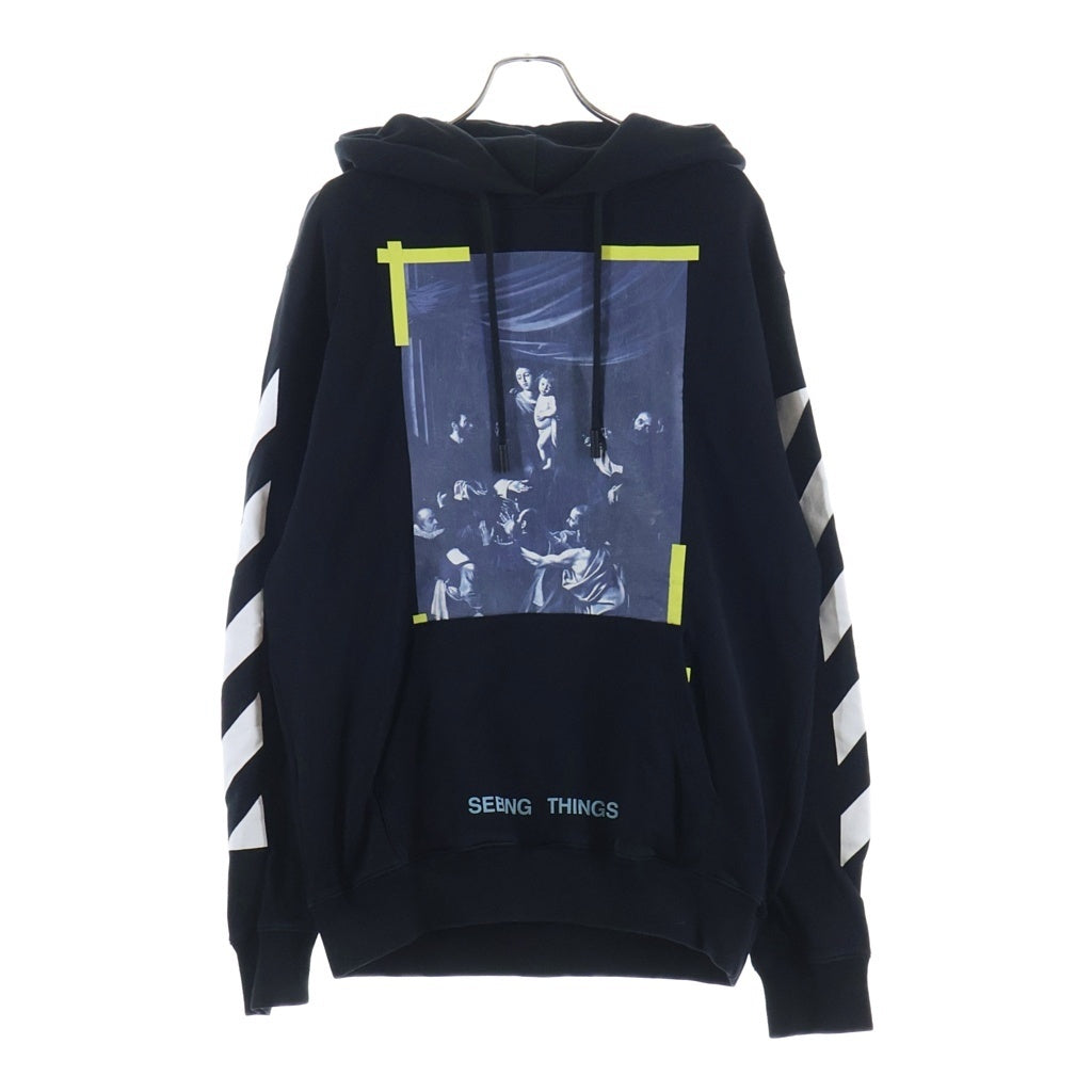 OFF-WHITE(オフホワイト) 17AW Diag Caravaggio Hoodie カラヴァッジオ プリントプルオーバースウェットパーカー フーディー ブラック OMBB003F17003016