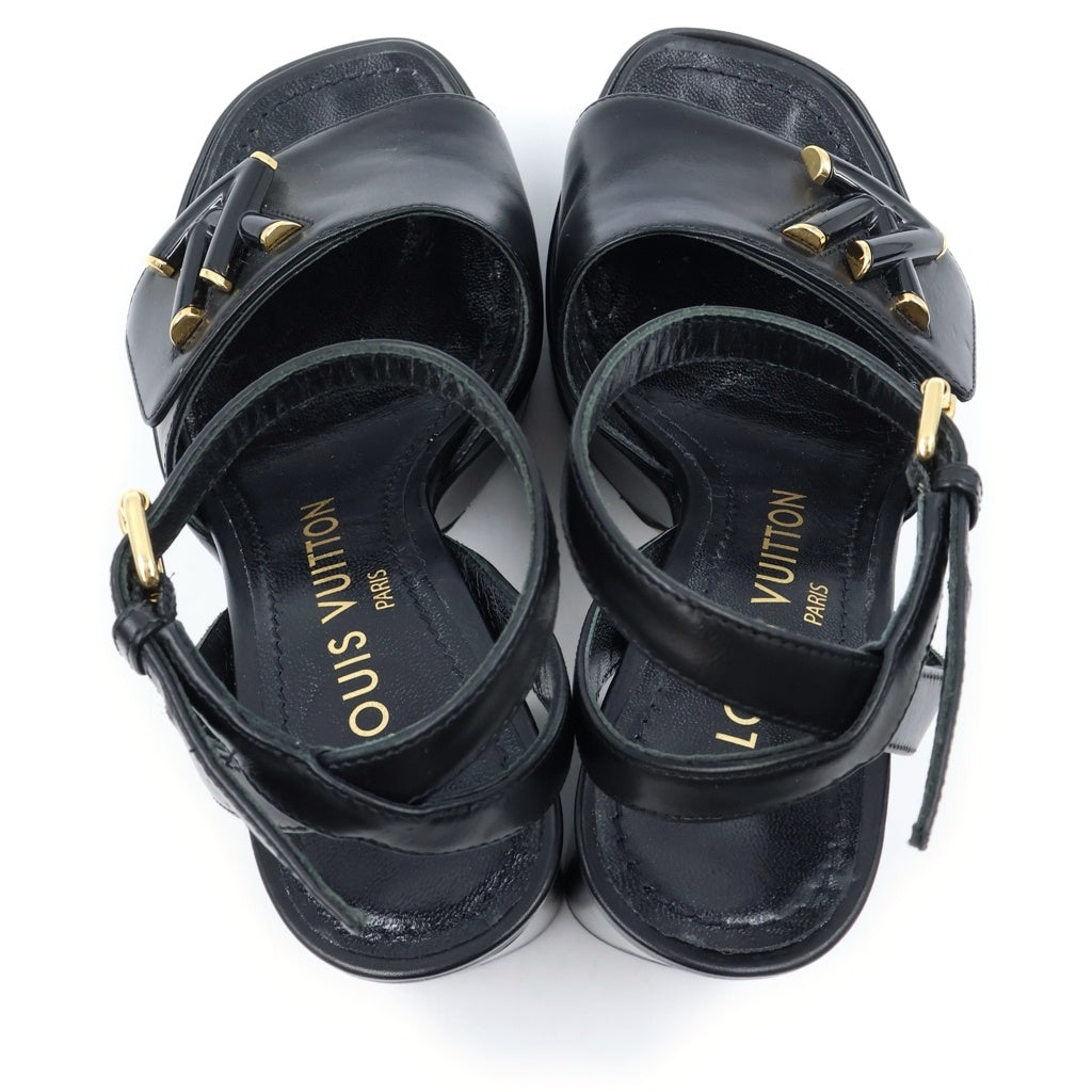LOUIS VUITTON(ルイヴィトン) Mare Platform Sandal LV マーレ シェイクライン プラットフォームサンダル シューズ プレーンカーフレザー ノワール ブラック LW0223 1AK48J レディース