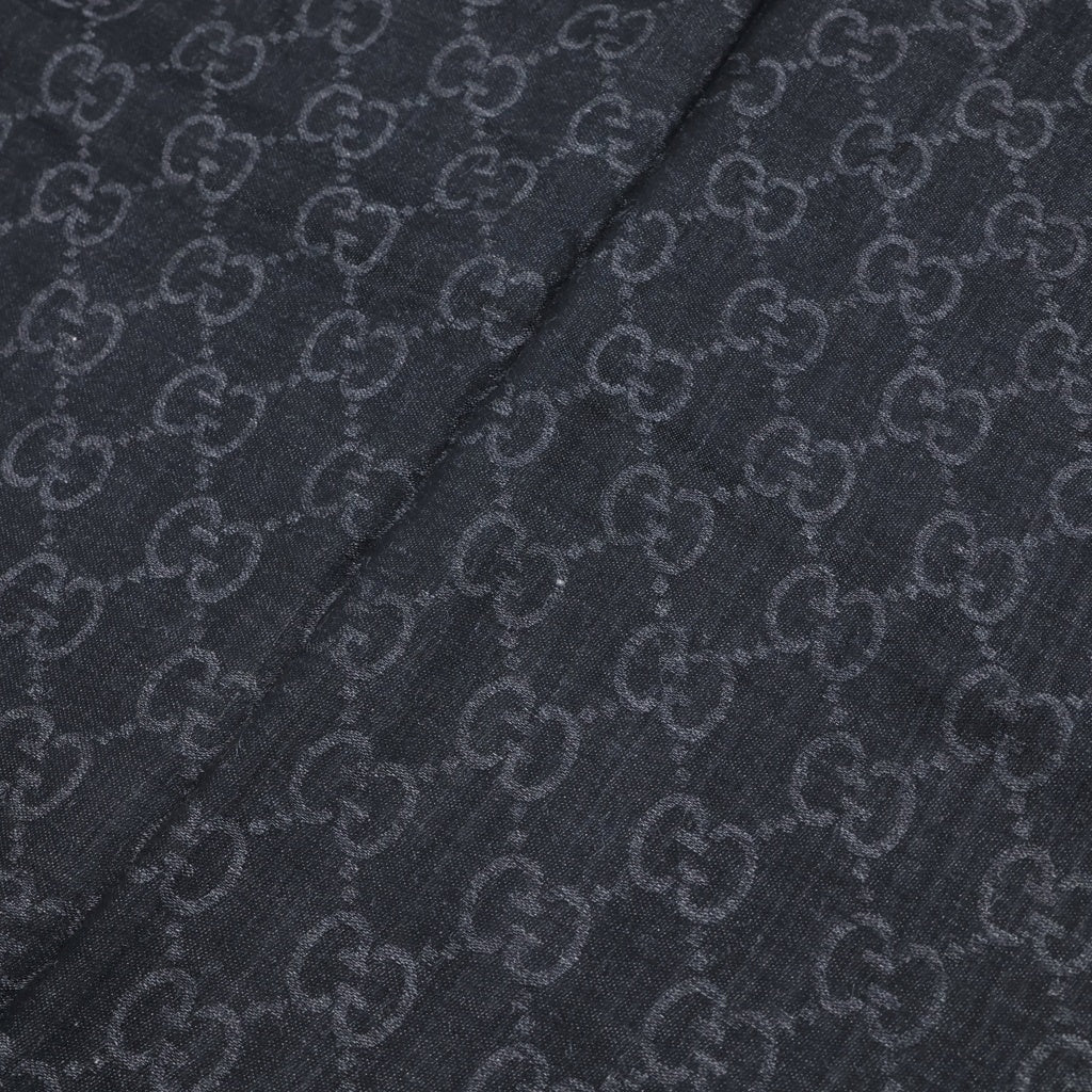 GUCCI(グッチ) GGジャガード シルク混ウールスカーフ マフラー フリンジ グレー 165904