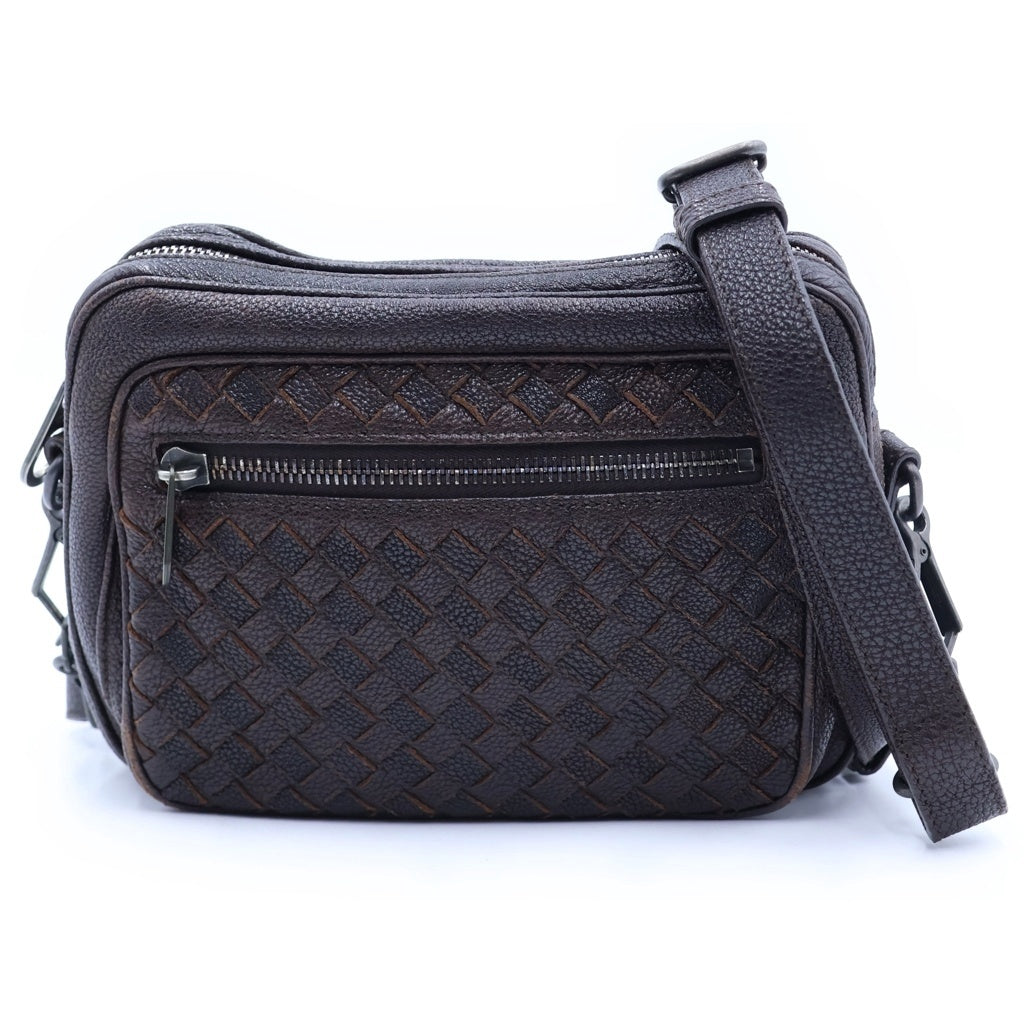 BOTTEGA VENETA(ボッテガヴェネタ) イントレチャート ショルダーバッグ レザー ブラウン レディース
