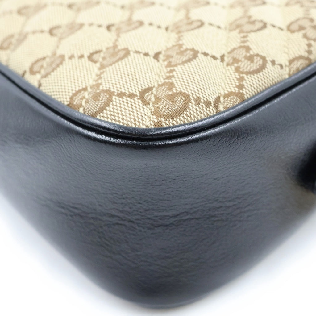 GUCCI(グッチ) GGマーモント キャンバス レザー チェーン ショルダーバッグ ゴールド金具 ベージュ/ブラック 735357 レディース