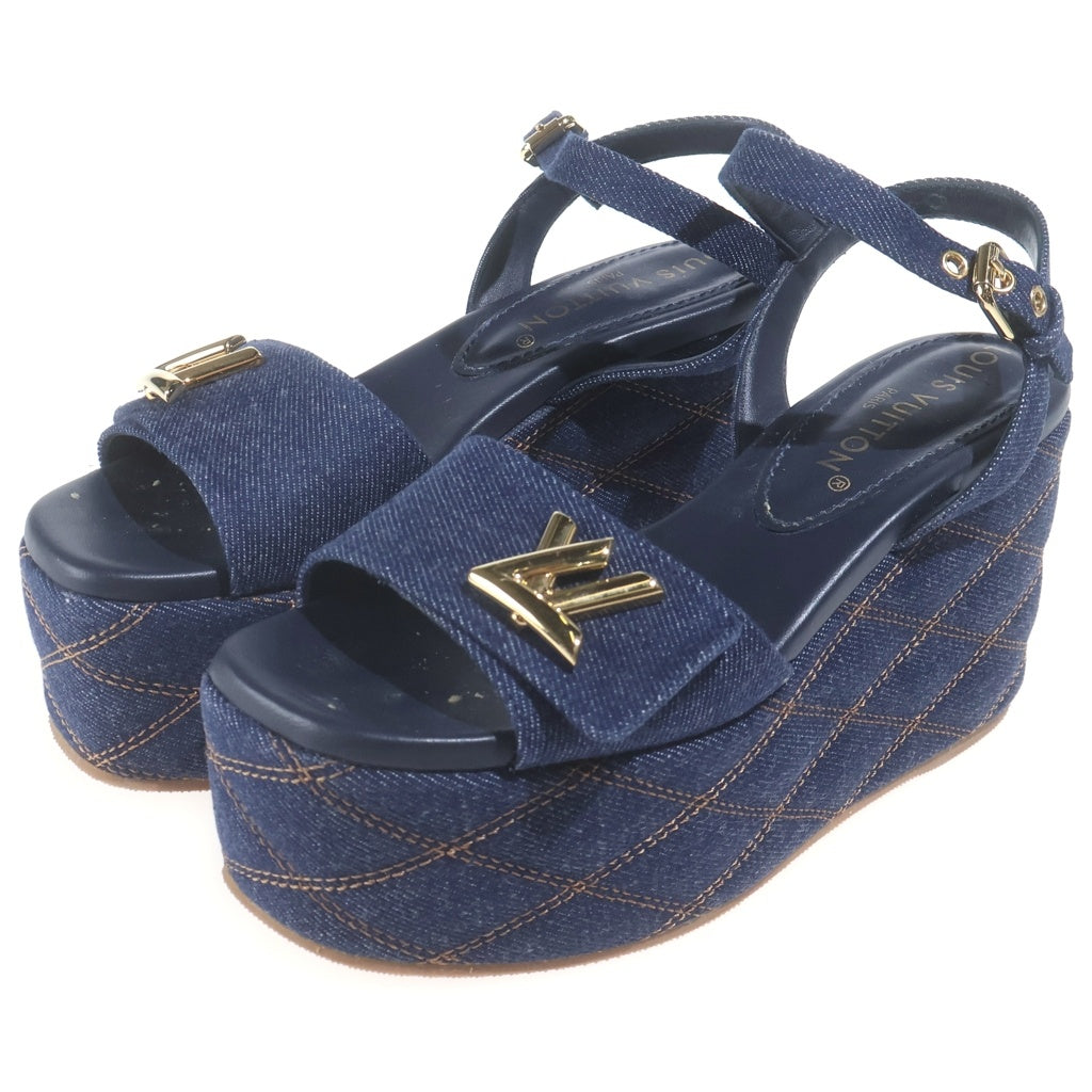 LOUIS VUITTON(ルイヴィトン) 23SSシェイクライン 厚底サンダル ネイビー デニム #36 1ACI5J レディース
