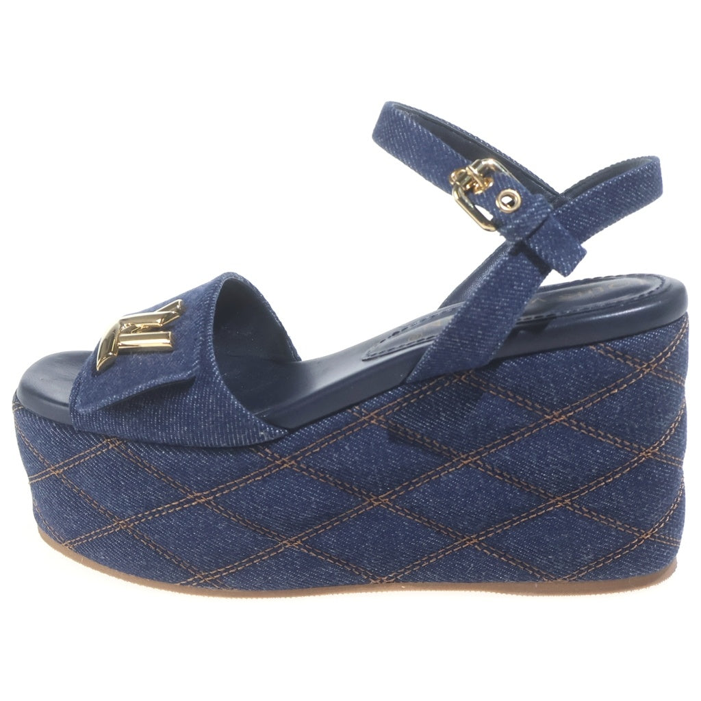 LOUIS VUITTON(ルイヴィトン) 23SSシェイクライン 厚底サンダル ネイビー デニム #36 1ACI5J レディース