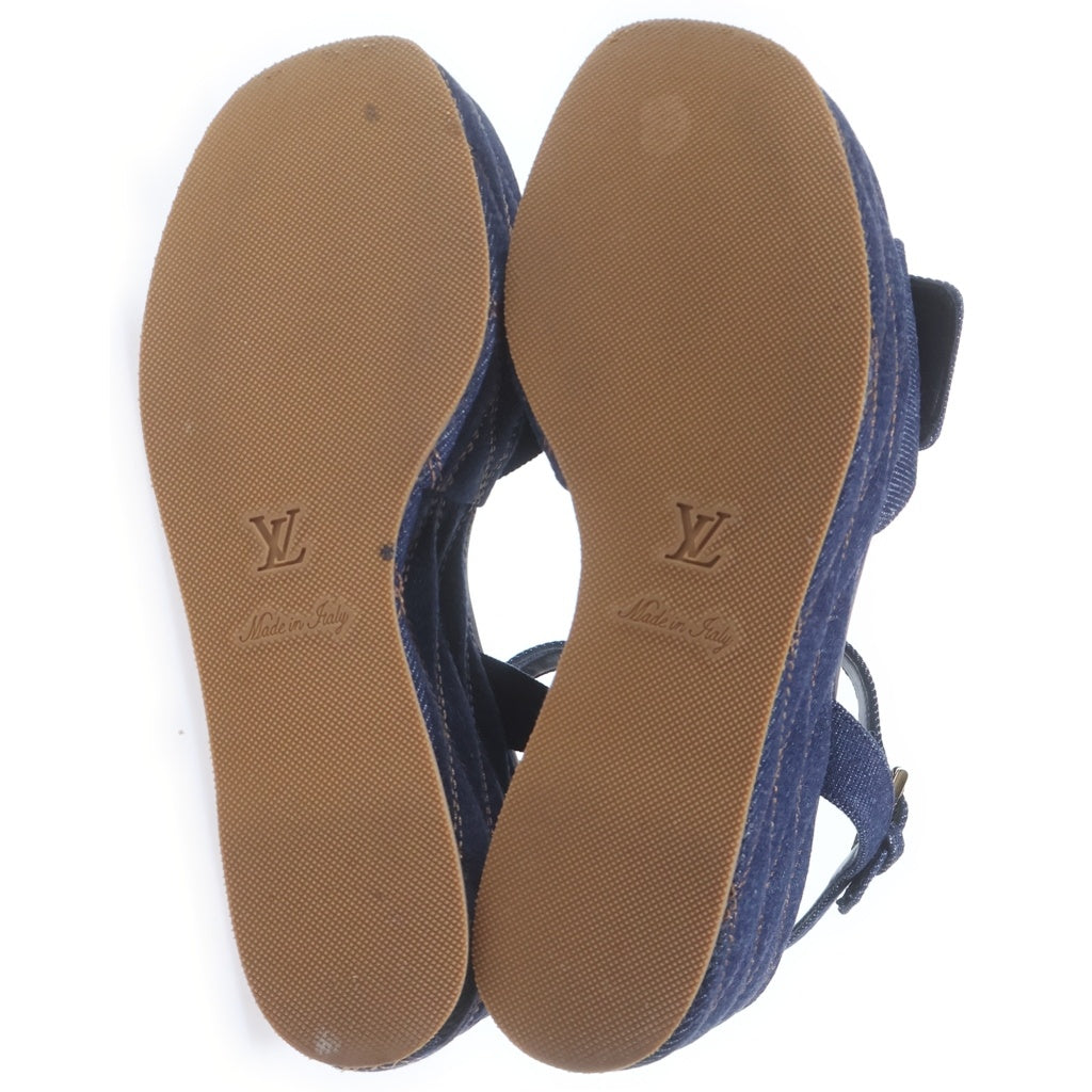 LOUIS VUITTON(ルイヴィトン) 23SSシェイクライン 厚底サンダル ネイビー デニム #36 1ACI5J レディース
