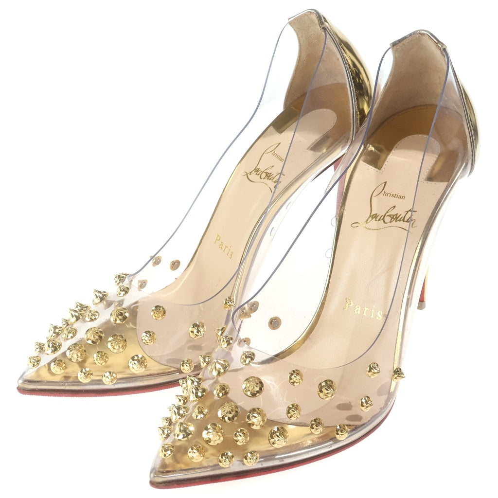 CHRISTIAN LOUBOUTIN(クリスチャンルブタン) スタッズ クリア ハイヒールパンプス ゴールド レディース