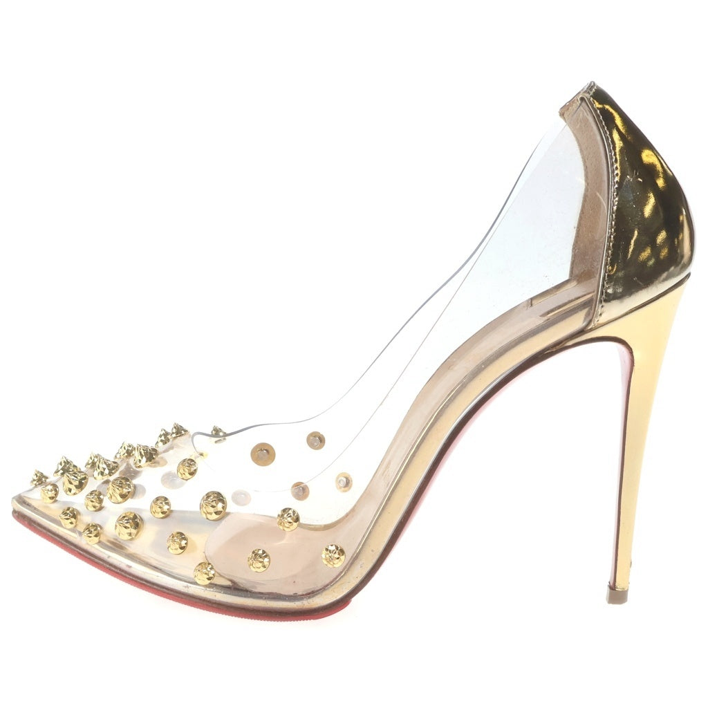 CHRISTIAN LOUBOUTIN(クリスチャンルブタン) スタッズ クリア ハイヒールパンプス ゴールド レディース