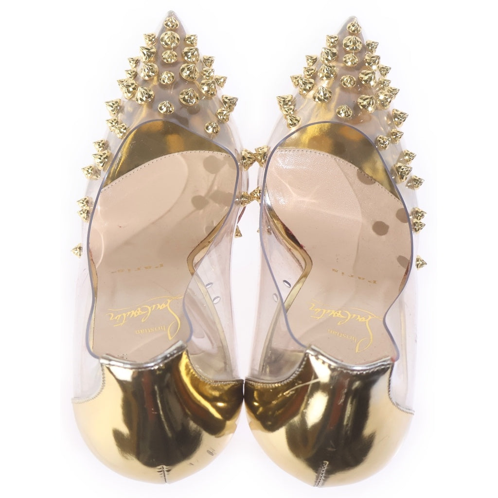 CHRISTIAN LOUBOUTIN(クリスチャンルブタン) スタッズ クリア ハイヒールパンプス ゴールド レディース