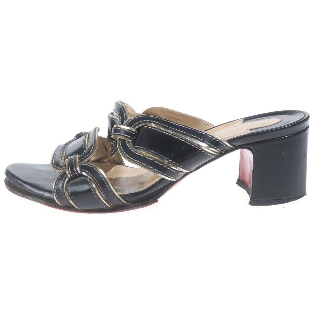 CHRISTIAN LOUBOUTIN(クリスチャンルブタン) バックル ヒールレザーサンダル ブラック レディース