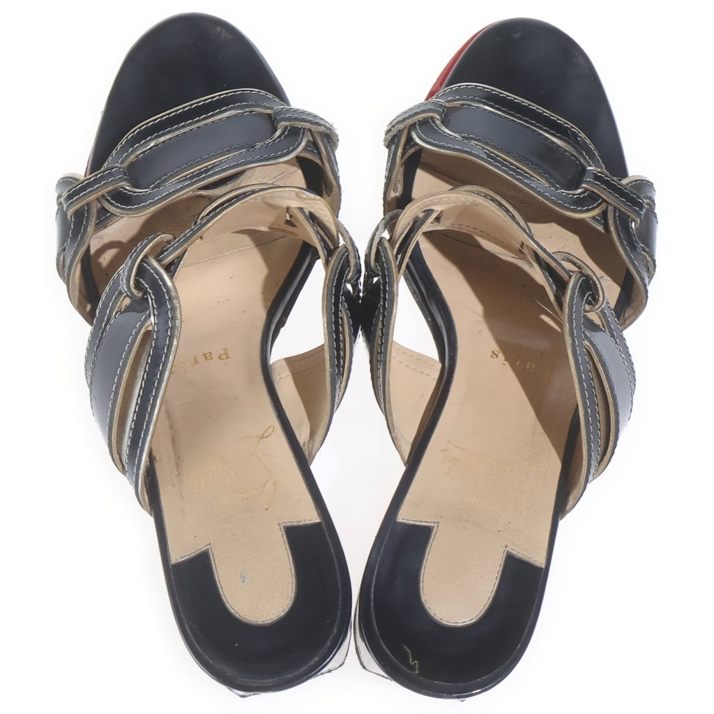 CHRISTIAN LOUBOUTIN(クリスチャンルブタン) バックル ヒールレザーサンダル ブラック レディース