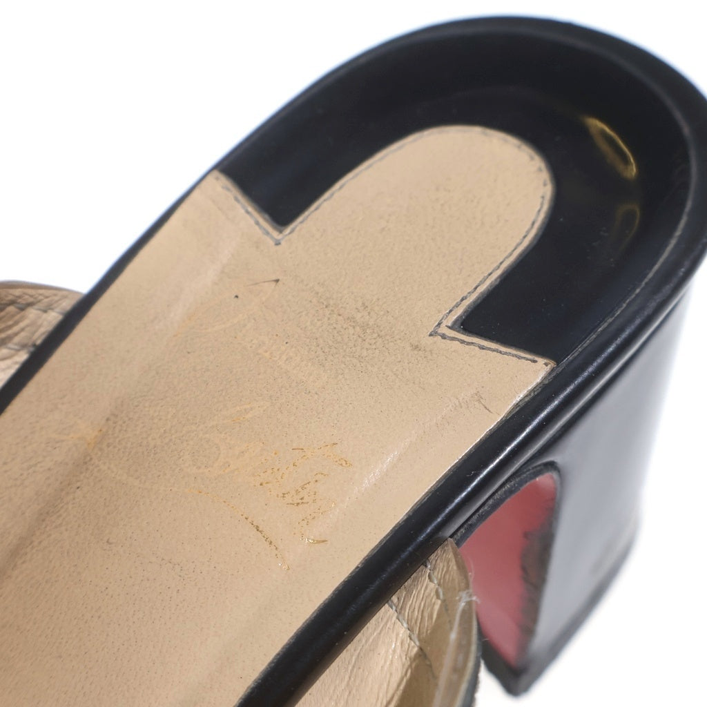 CHRISTIAN LOUBOUTIN(クリスチャンルブタン) バックル ヒールレザーサンダル ブラック レディース