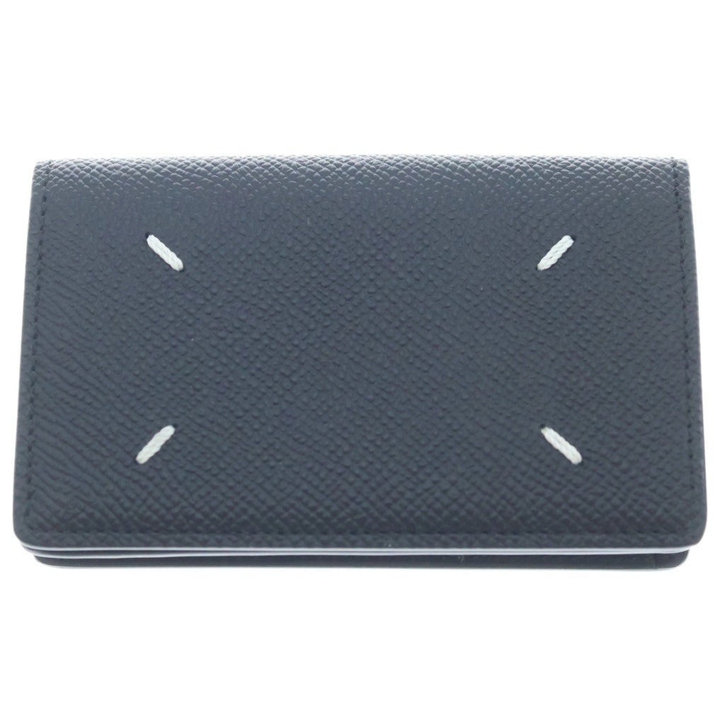 Maison Martin Margiela(メゾンマルタンマルジェラ) 4ステッチ カードケース グレイン カーフレザー 名刺入れ 小銭入れ 財布 パスケース ブラック sa3vx0005