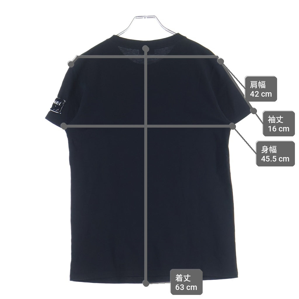 CHANEL(シャネル) Face Print T-Shirt フェイスプリント スパンコール ビジュー装飾 半袖Tシャツ カットソー コットン ブラック P72144K10357 レディース