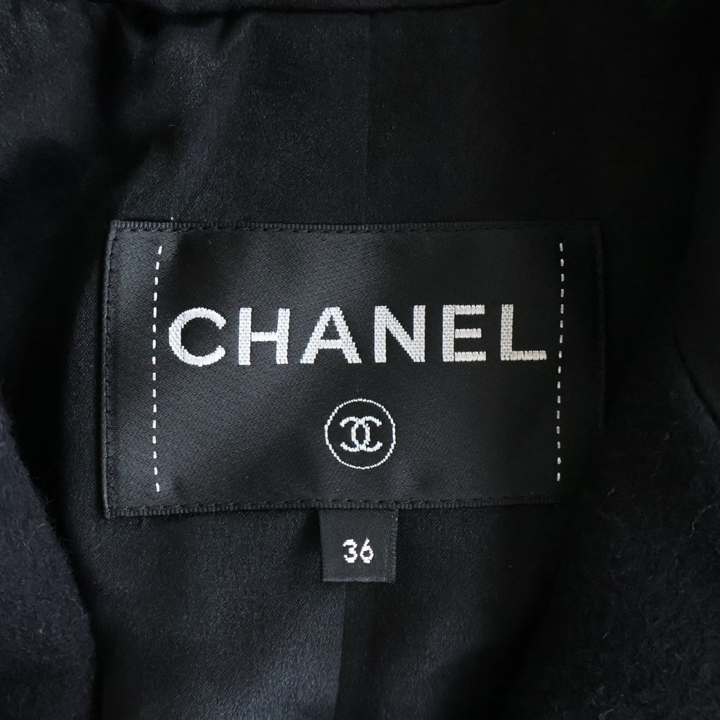 CHANEL(シャネル) Double Breasted Wool Long Coat ココマークボタン ダブルブレスト シルク切り替え ウールロングコート ブラック P65359V61311 レディース