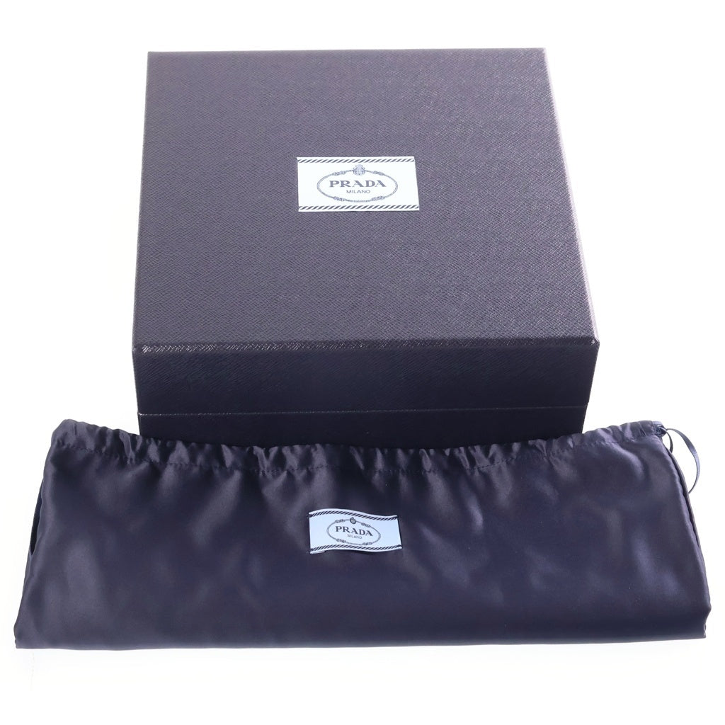 PRADA(プラダ) Re-Edition 2005 クリスタル ラインストーン トライアングルロゴプレート サテン レザー ワンショルダーバッグ ブラック/シルバー 1BC204 レディース