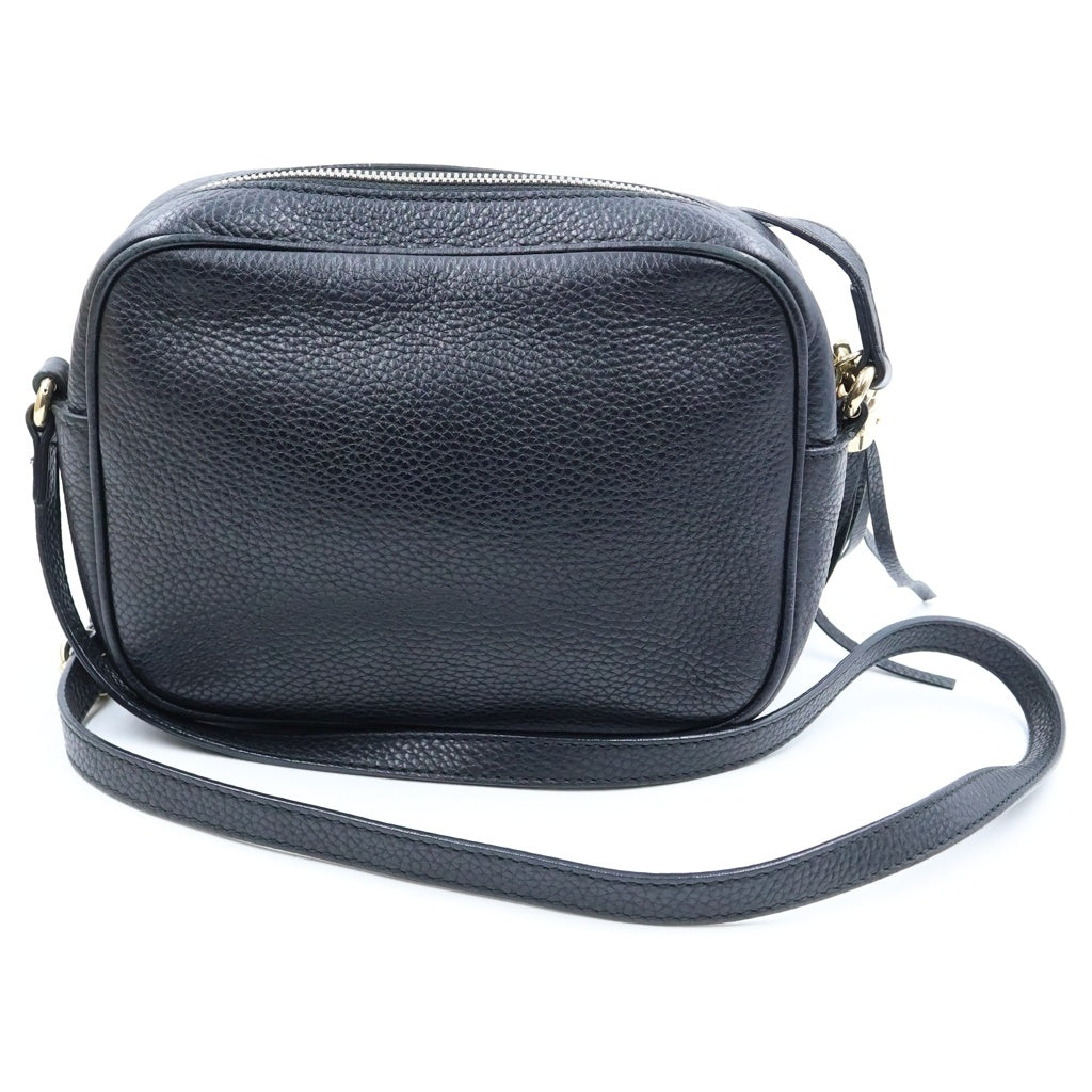 GUCCI(グッチ) ソーホー インターロッキングG フリンジ タッセル レザー ショルダーバッグ ポシェット ブラック 308364 レディース