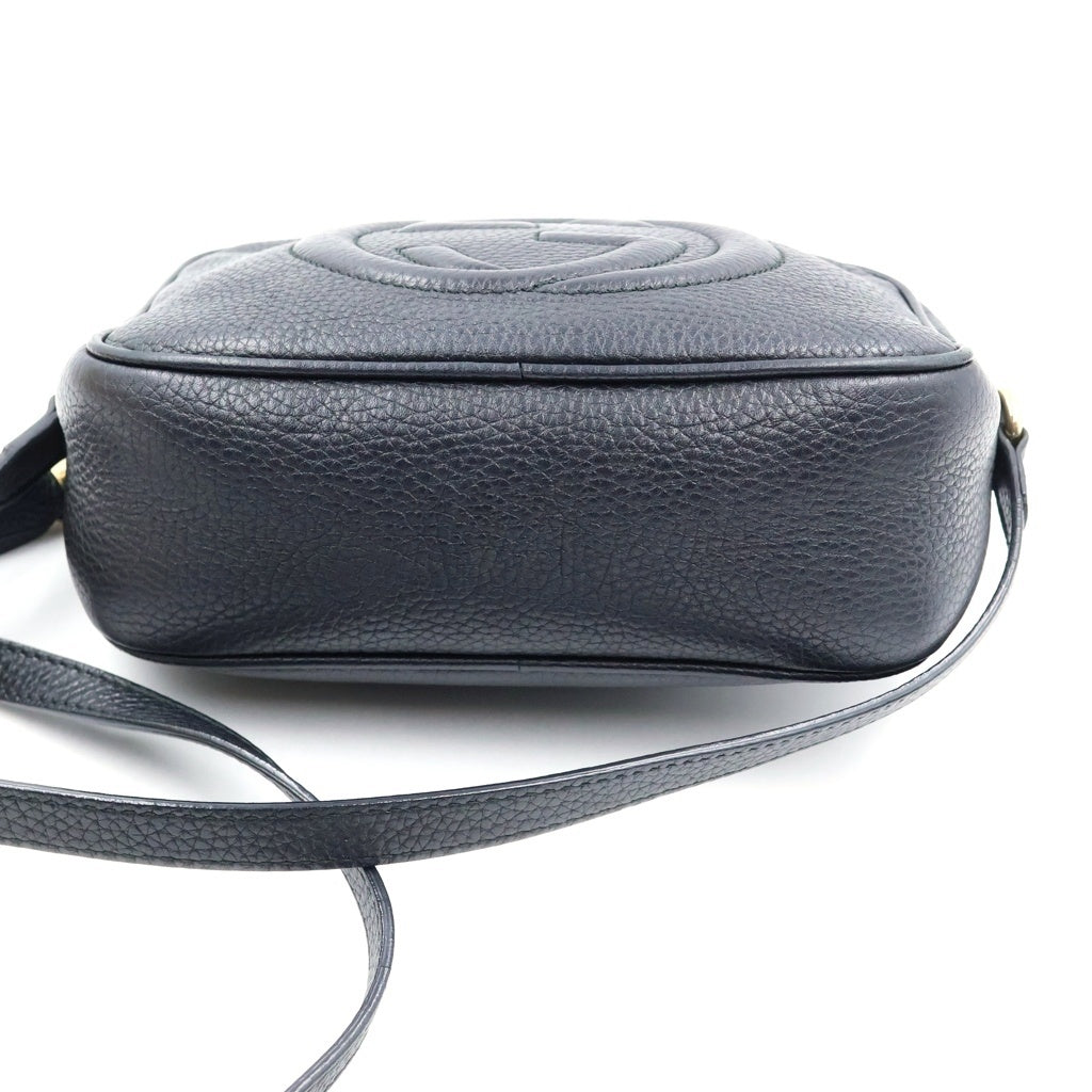 GUCCI(グッチ) ソーホー インターロッキングG フリンジ タッセル レザー ショルダーバッグ ポシェット ブラック 308364 レディース