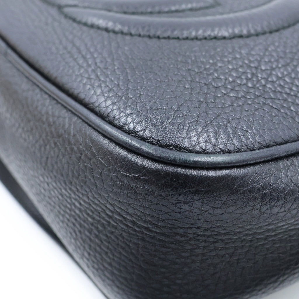 GUCCI(グッチ) ソーホー インターロッキングG フリンジ タッセル レザー ショルダーバッグ ポシェット ブラック 308364 レディース