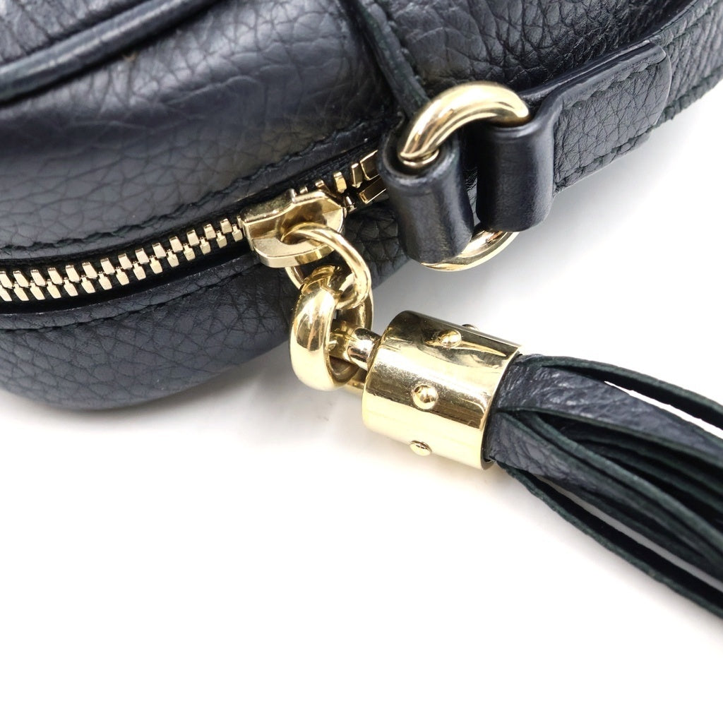 GUCCI(グッチ) ソーホー インターロッキングG フリンジ タッセル レザー ショルダーバッグ ポシェット ブラック 308364 レディース