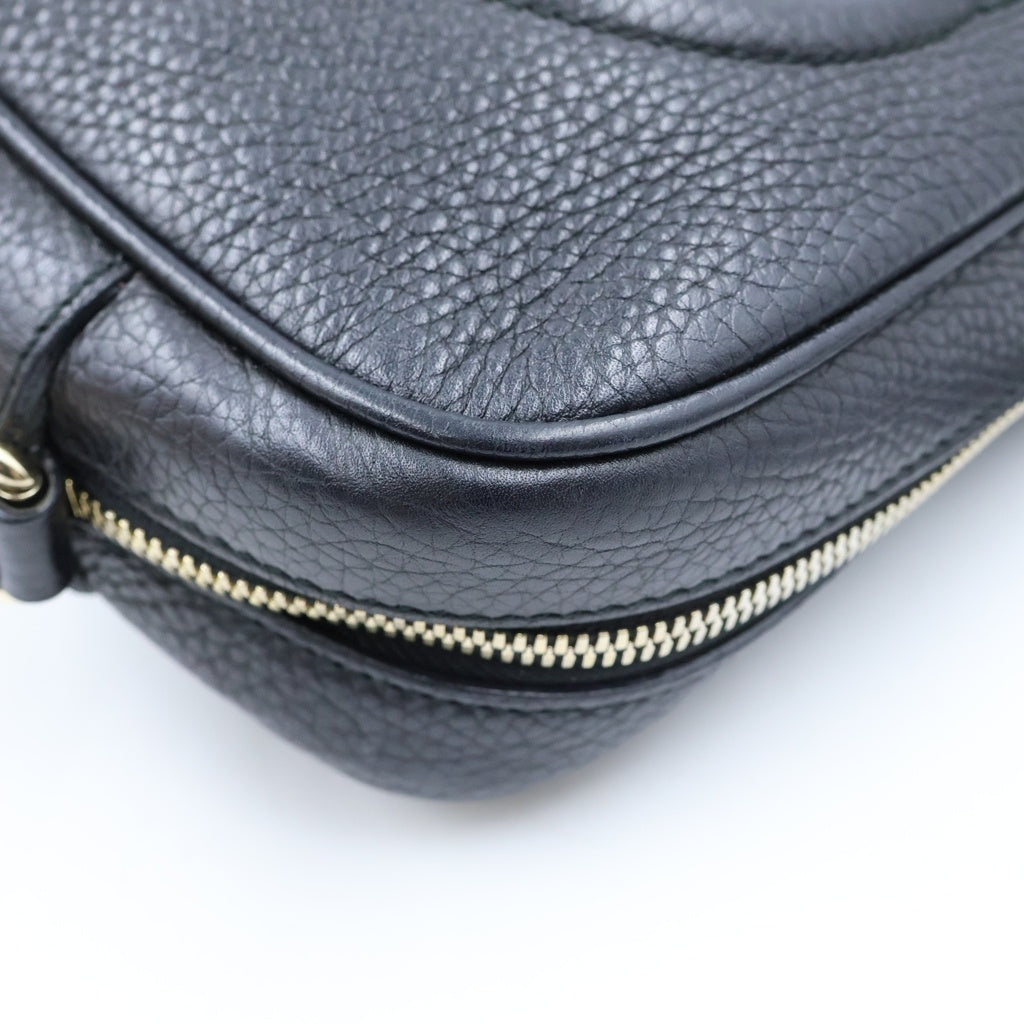 GUCCI(グッチ) ソーホー インターロッキングG フリンジ タッセル レザー ショルダーバッグ ポシェット ブラック 308364 レディース