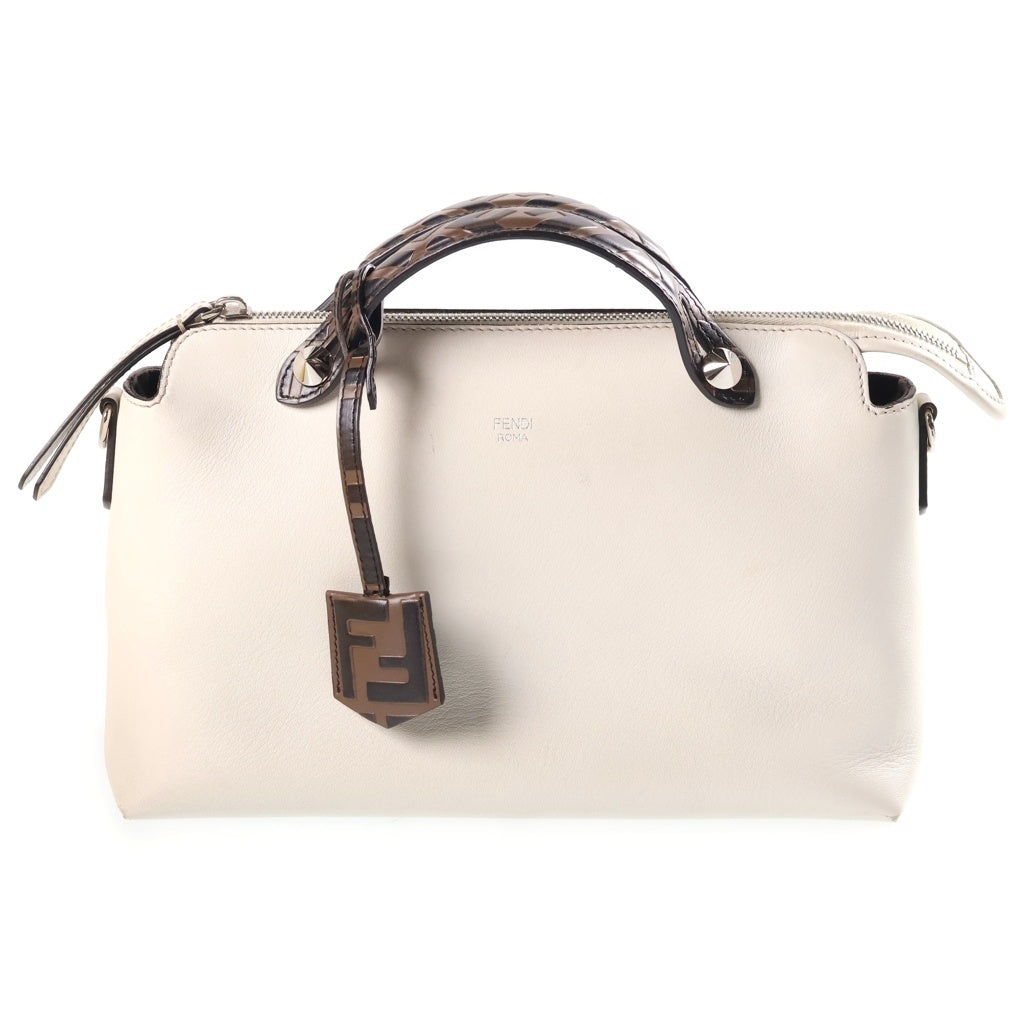 FENDI(フェンディ) バイザウェイ ミディアム 2wayハンドバッグ ショルダーバッグ ズッカ ホワイト×ブラウン レザー 8BL146 レディース