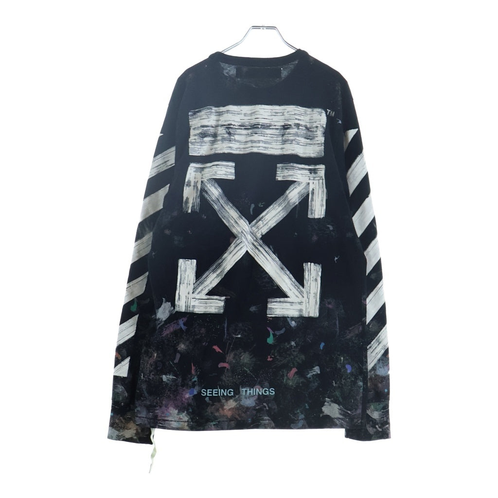 OFF-WHITE(オフホワイト) 17AW ギャラクシーペイント ロングTシャツ ブラック×ホワイト コットン OMAB001F17620030