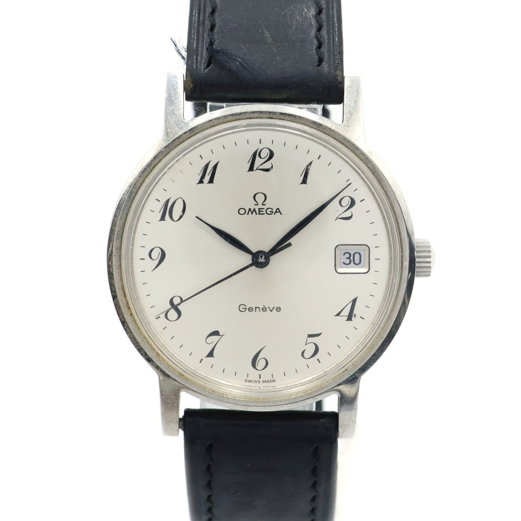 OMEGA(オメガ) ジュネーブ デイト シルバー文字盤 SS×レザー/手巻き ステンレス ヴィンテージ 腕時計 136.0099