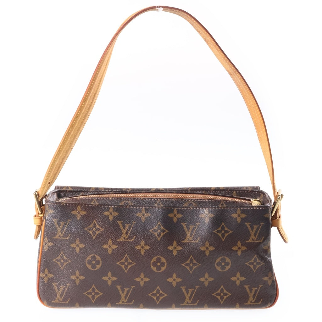 LOUIS VUITTON(ルイヴィトン) モノグラム ヴィヴァシテMM ワンショルダーバッグ ハンドバッグ ブラウン レザー×PVC M51164 ゴールド金具 レディース