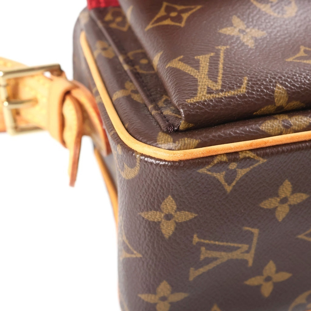 LOUIS VUITTON(ルイヴィトン) モノグラム ヴィヴァシテMM ワンショルダーバッグ ハンドバッグ ブラウン レザー×PVC M51164 ゴールド金具 レディース