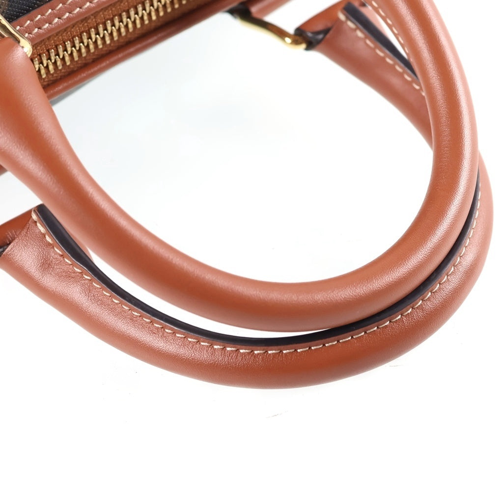 CELINE(セリーヌ) トリオンフ スモールボストンバッグ 2WAYバッグ ミニボストンバッグ ハンドバッグ ブラウン レザー×PVC ゴールド金具 レディース