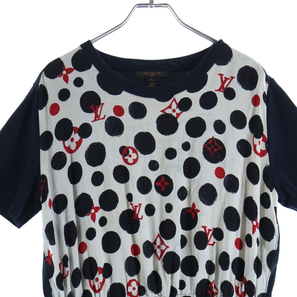 LOUIS VUITTON(ルイヴィトン) ポルカドット ドローコード半袖ワンピース ネイビー×ホワイト RW171B AQG FBDS78 レディース