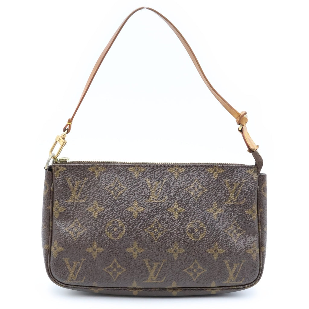 LOUIS VUITTON(ルイヴィトン) モノグラム ポシェットアクセソワール ハンドバッグ ポーチ ケース ブラウン レザー×PVC M51980 ゴールド金具 レディース