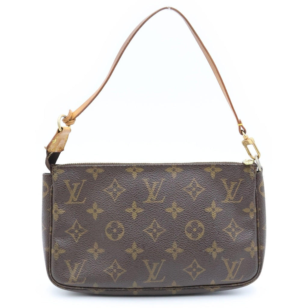 LOUIS VUITTON(ルイヴィトン) モノグラム ポシェットアクセソワール ハンドバッグ ポーチ ケース ブラウン レザー×PVC M51980 ゴールド金具 レディース