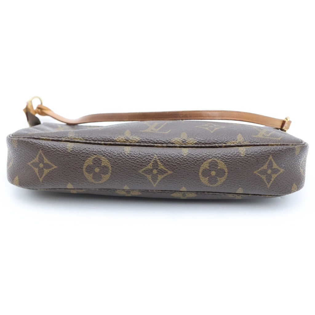 LOUIS VUITTON(ルイヴィトン) モノグラム ポシェットアクセソワール ハンドバッグ ポーチ ケース ブラウン レザー×PVC M51980 ゴールド金具 レディース