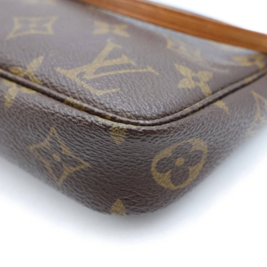 LOUIS VUITTON(ルイヴィトン) モノグラム ポシェットアクセソワール ハンドバッグ ポーチ ケース ブラウン レザー×PVC M51980 ゴールド金具 レディース