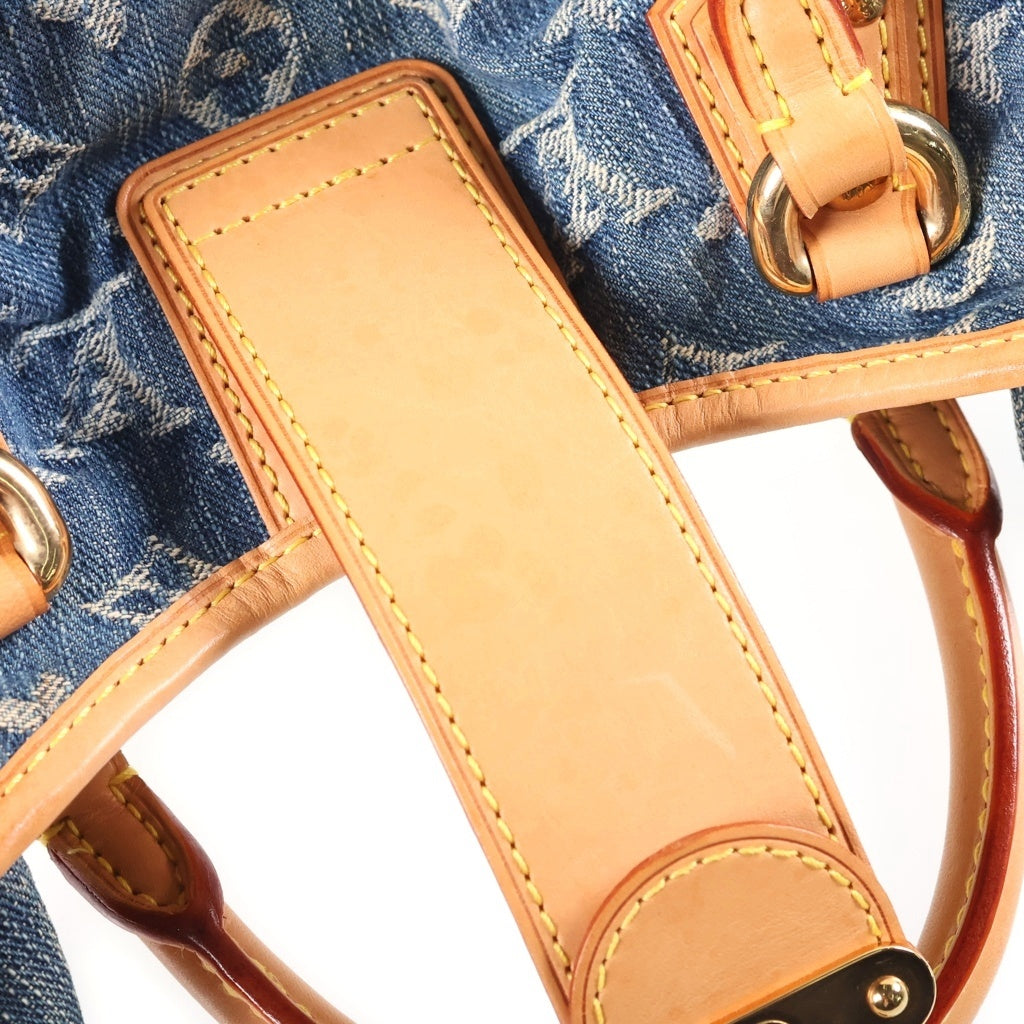 LOUIS VUITTON(ルイヴィトン) モノグラム・デニム プリーティ ハンドバッグ ミニバッグ インディゴブルー レザー×デニム M95020 ゴールド金具