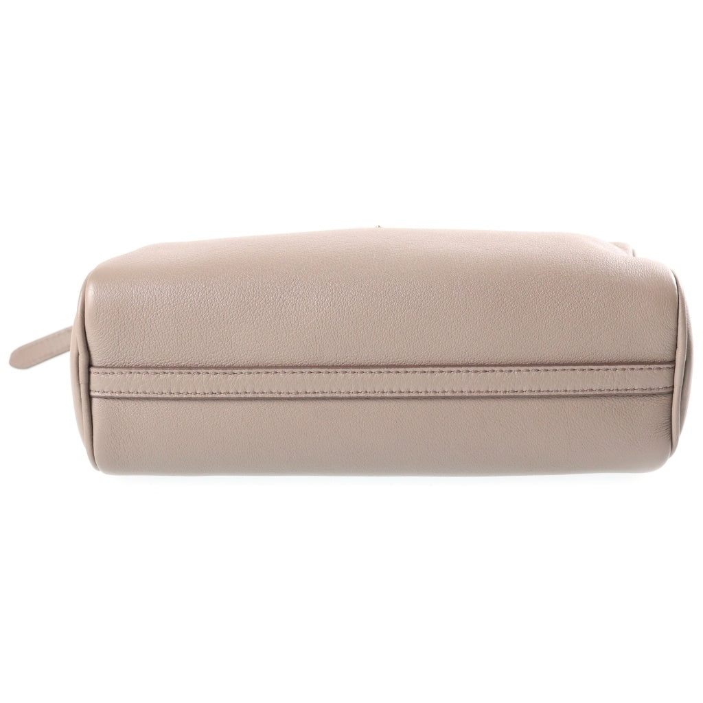 PRADA(プラダ) トライアングルロゴ三角プレート ショルダーポーチ ショルダーバッグ グレージュ レザー 1BC239 ゴールド金具 レディース