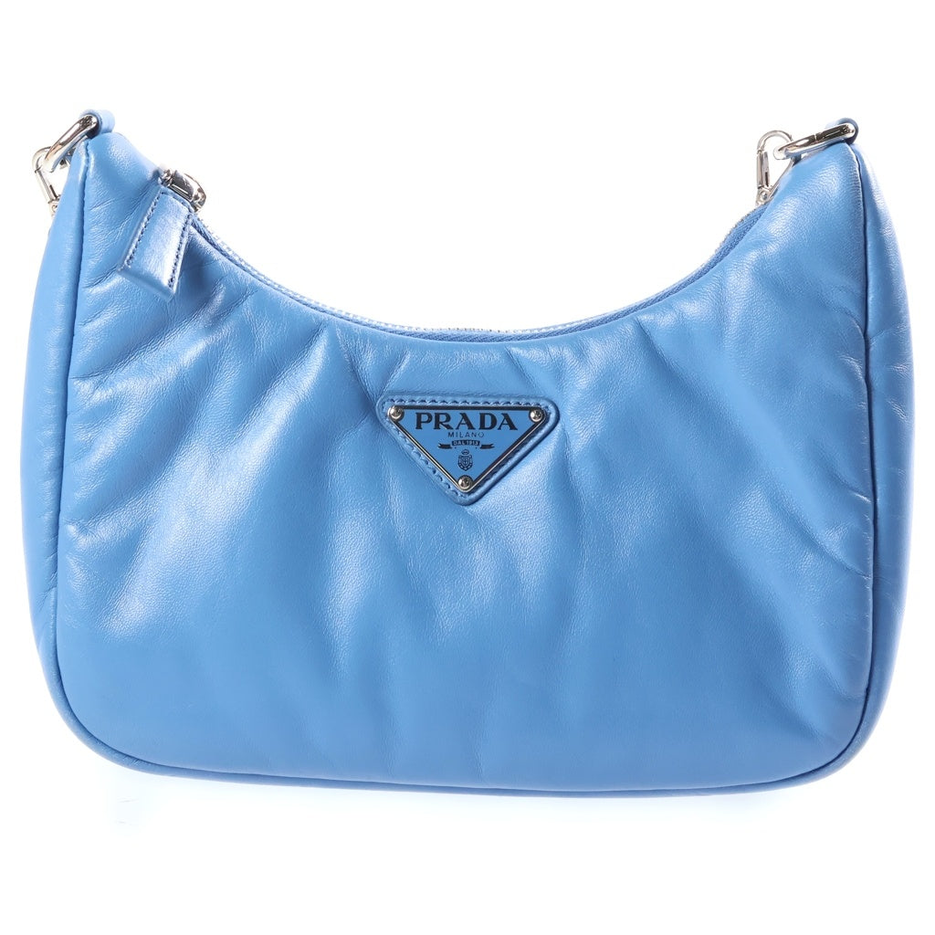PRADA(プラダ) Re-Edition 2005 2WAYチェーンバッグ ワンショルダーバッグ スカイブルー レザー 1BH204 シルバー金具 レディース
