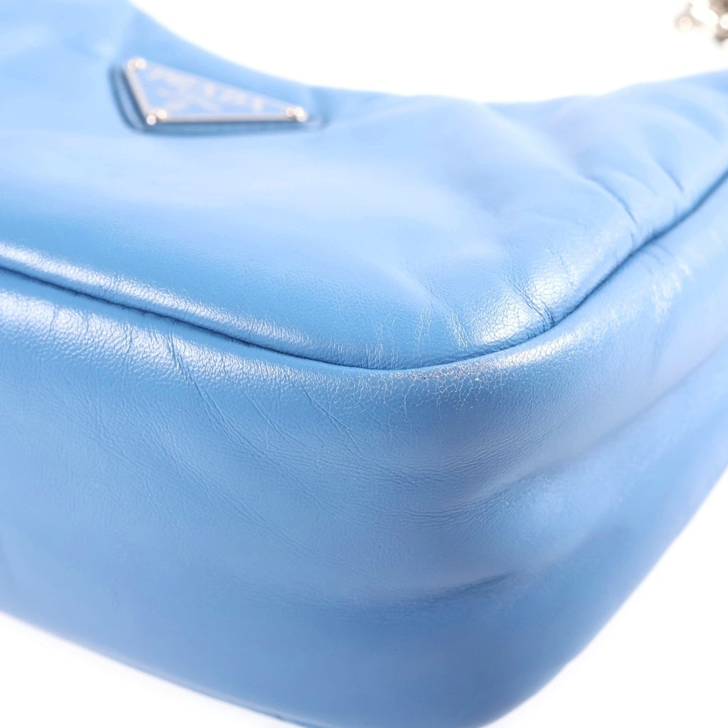 PRADA(プラダ) Re-Edition 2005 2WAYチェーンバッグ ワンショルダーバッグ スカイブルー レザー 1BH204 シルバー金具 レディース