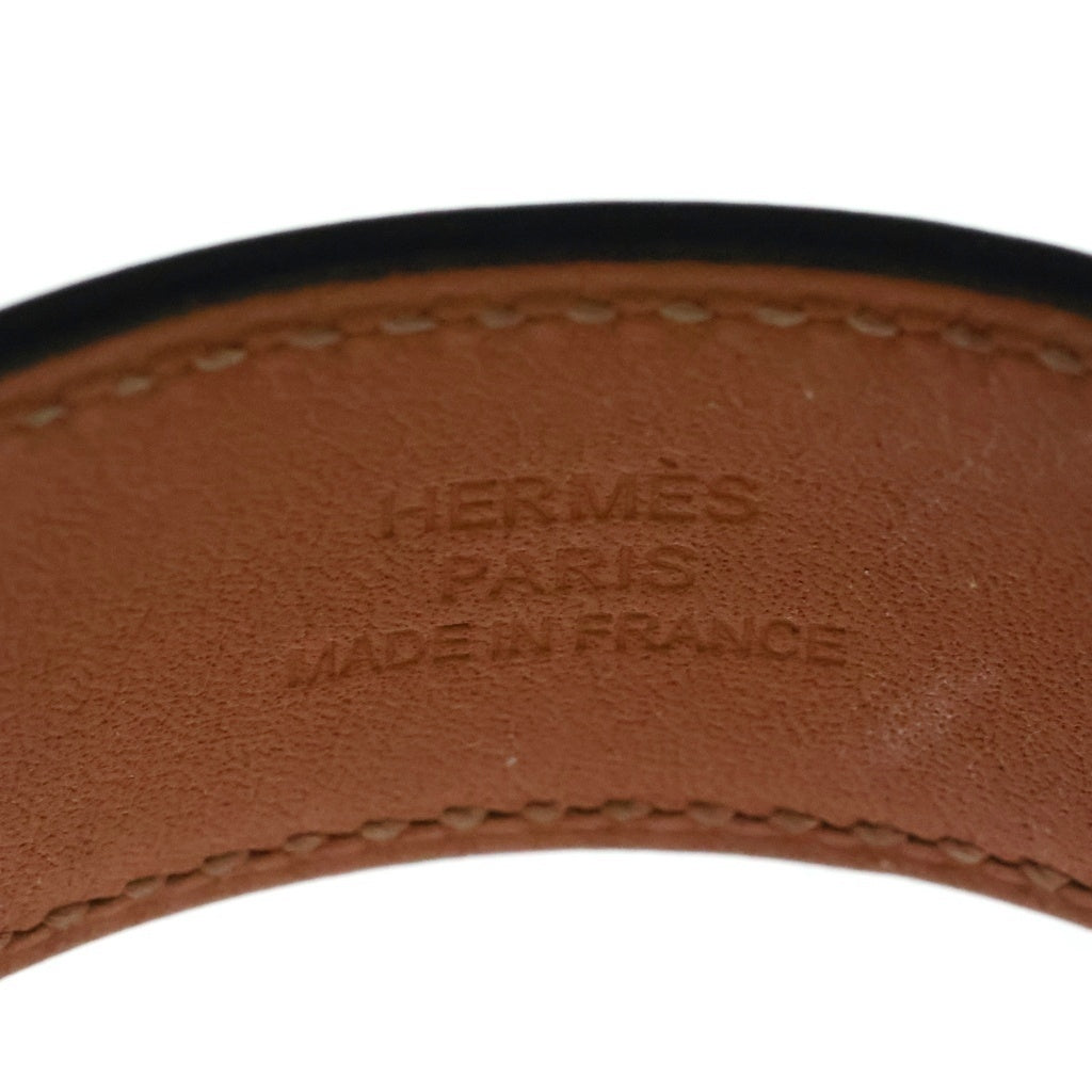 HERMES(エルメス) コリエ ド シアン レザーブレスレット ブラック ブラウン エプソン B刻印 シルバー金具