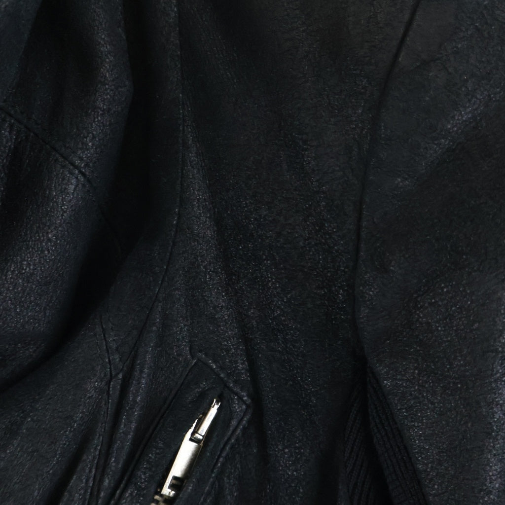 Rick Owens(リックオウエンス) 10s Olmar and Mirta Lamb Leather Riders Jacket ラムレザー変形ジャケット 袖切り替え ジップアップ ブラック RO6717 レディース