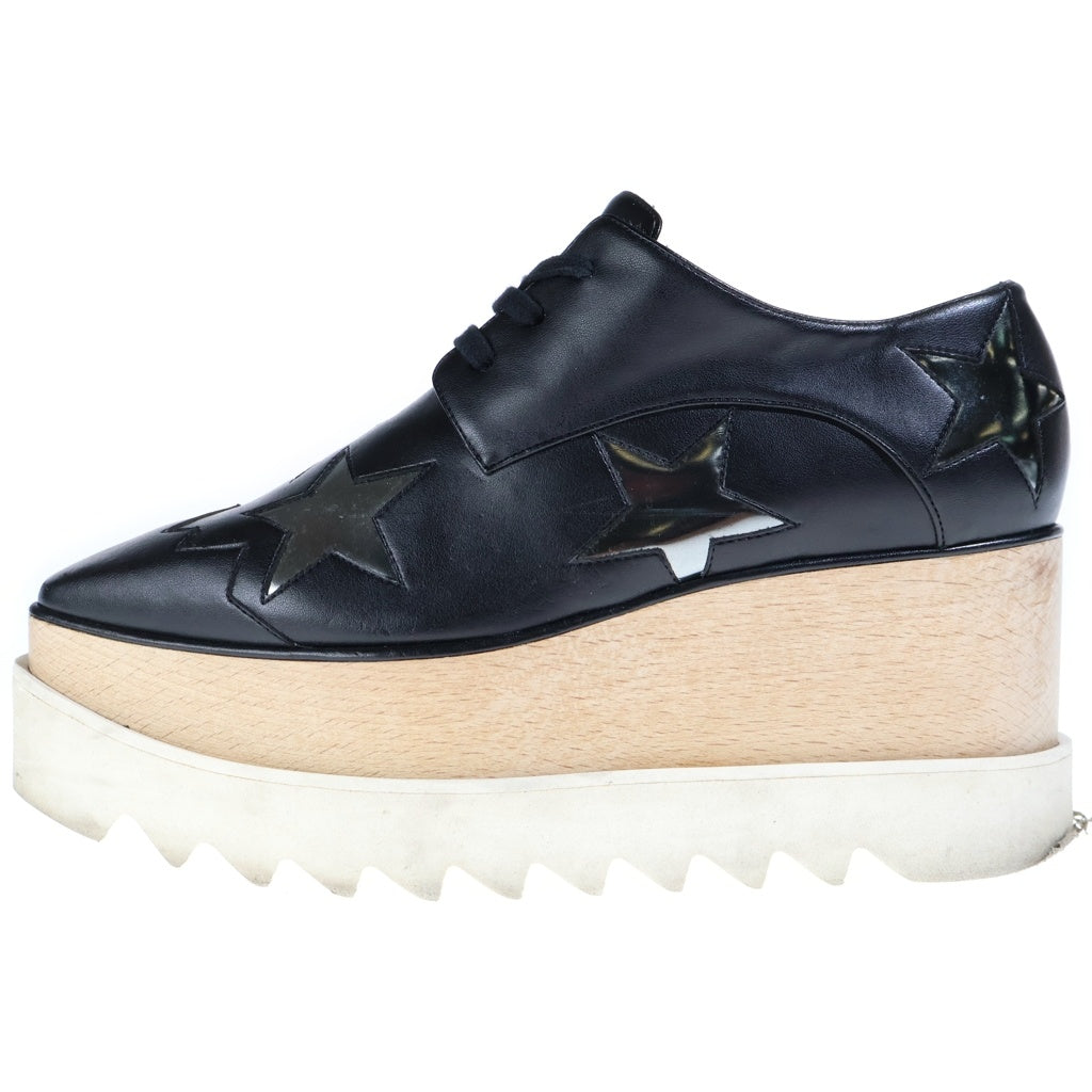 STELLA McCARTNEY(ステラマッカートニー) エリス スター チャンキーソール レザースニーカー シューズ ウッド ラバーソール ブラック レディース