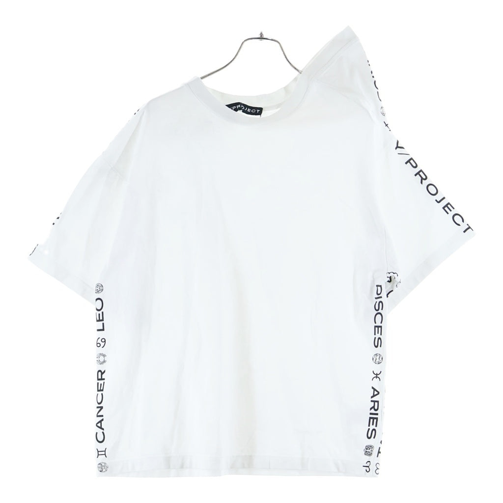 Y/PROJECT(ワイプロジェクト) ロゴプリント 変形カットソー 半袖Tシャツ オーバーサイズ コットン ホワイト