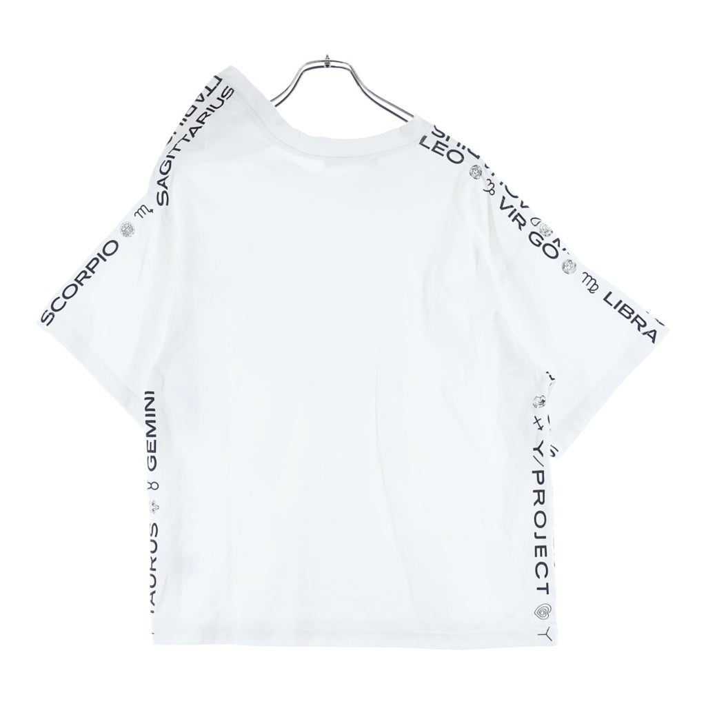 Y/PROJECT(ワイプロジェクト) ロゴプリント 変形カットソー 半袖Tシャツ オーバーサイズ コットン ホワイト