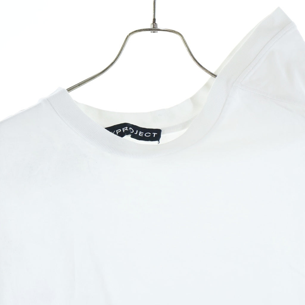 Y/PROJECT(ワイプロジェクト) ロゴプリント 変形カットソー 半袖Tシャツ オーバーサイズ コットン ホワイト