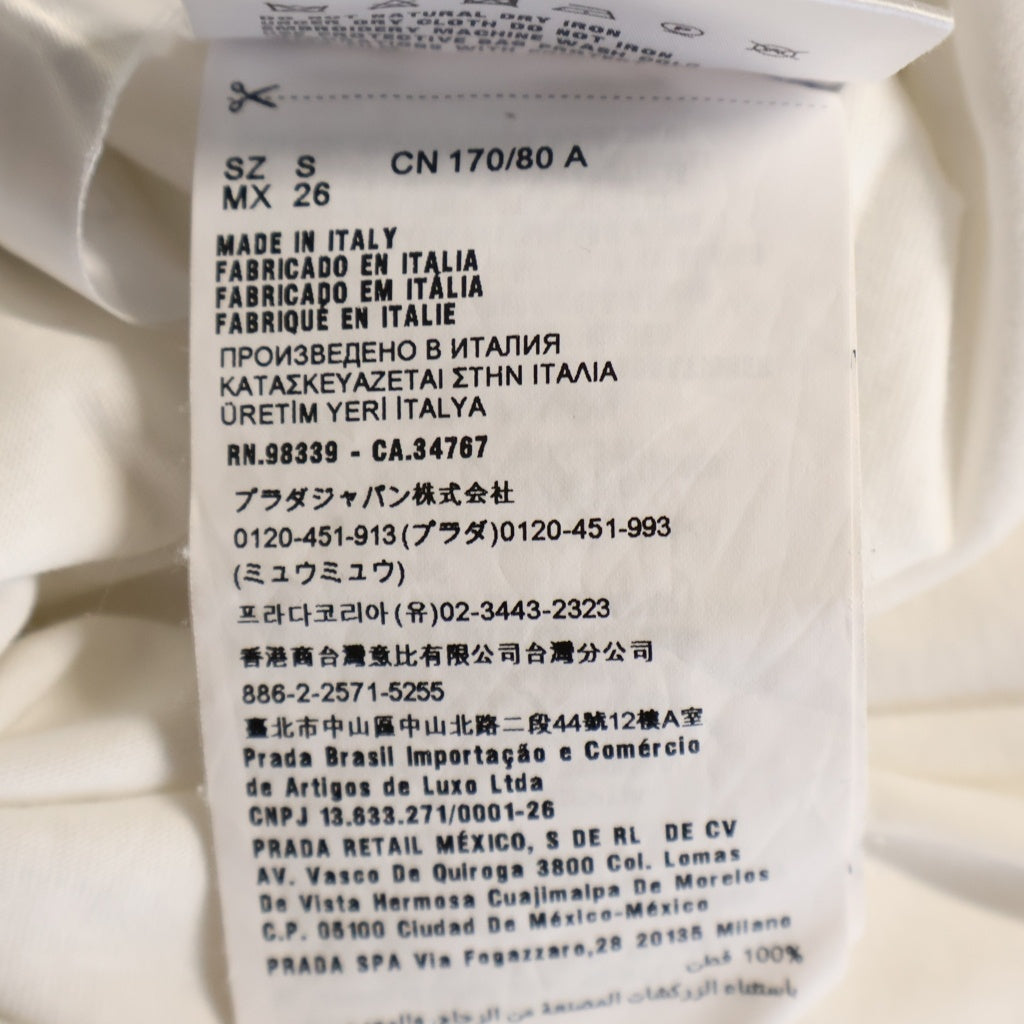 miumiu(ミュウミュウ) ビジュー クリスタルネックレス装飾 半袖Tシャツ カットソー ホワイト MJN257 1X5H レディース