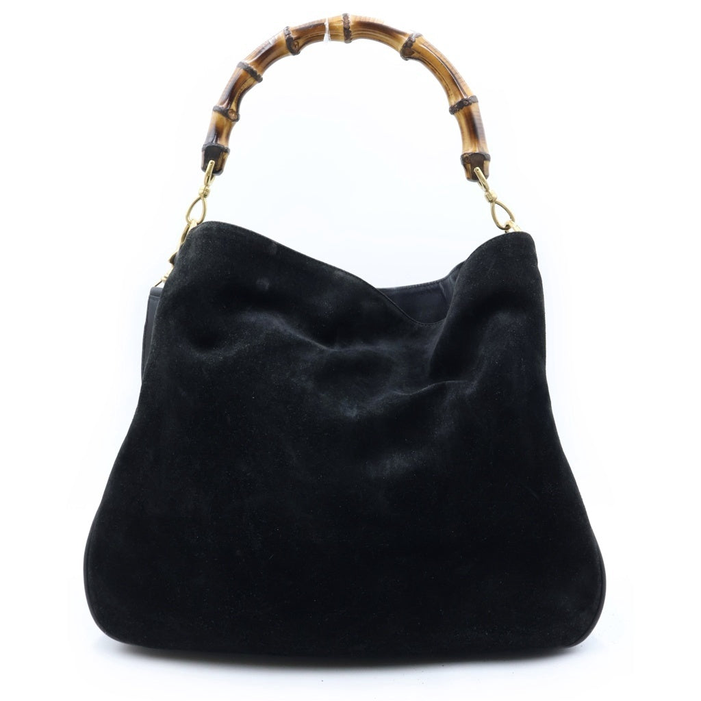 GUCCI(グッチ) バンブー 2WAYハンドバッグ ワンショルダーバッグ ブラック レザー×スエード 001・1014・1577 ゴールド金具 レディース