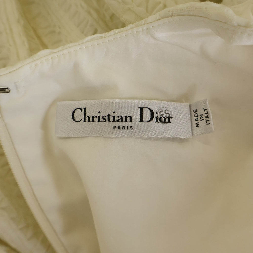 Christian Dior(クリスチャンディオール) コットンノースリーブ リボンロングワンピース アイボリー 321R24S3447 レディース