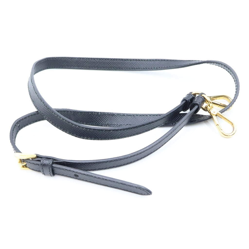 PRADA(プラダ) サフィアーノ キュイール トライアングルロゴプレート レザー 2WAY ハンド ショルダー トートバッグ ゴールド金具 ブラック B2756T レディース