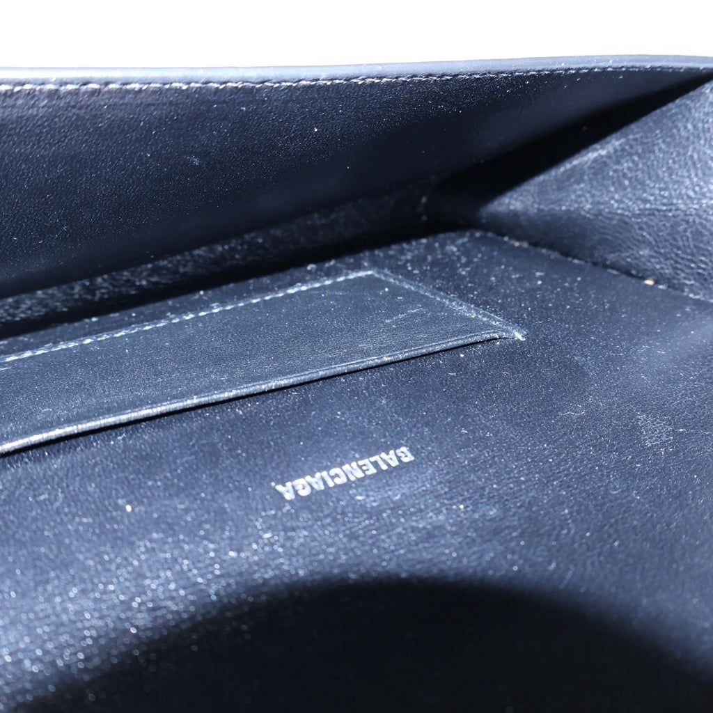 BALENCIAGA(バレンシアガ) フラップミニ クロスボディバッグ チェーンショルダーバッグ ブラック レザー 655742 ゴールド金具 レディース