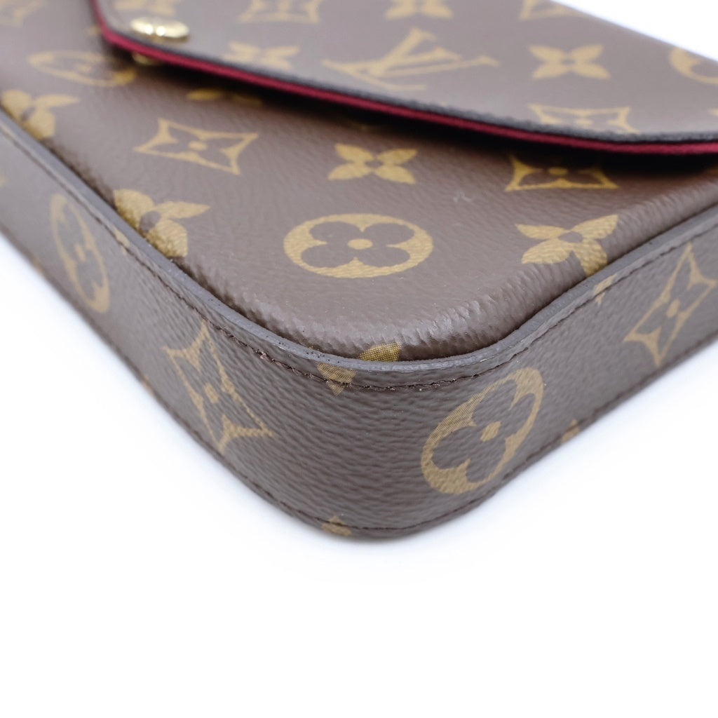 LOUIS VUITTON(ルイヴィトン) モノグラム ポシェット・フェリシー チェーンショルダーバッグ ショルダーウォレット ブラウン PVC レザー M81896 ゴールド金具 レディース